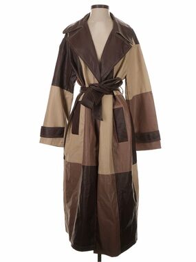 ASOS Design | Faux Leather Oversized Brown Patchwork Full Length Trench Coat